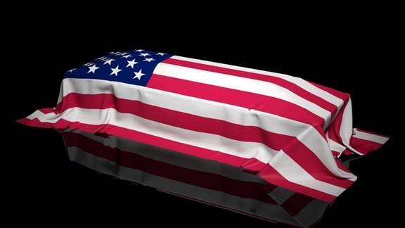 USA Flag drapped over Casket - Veterans